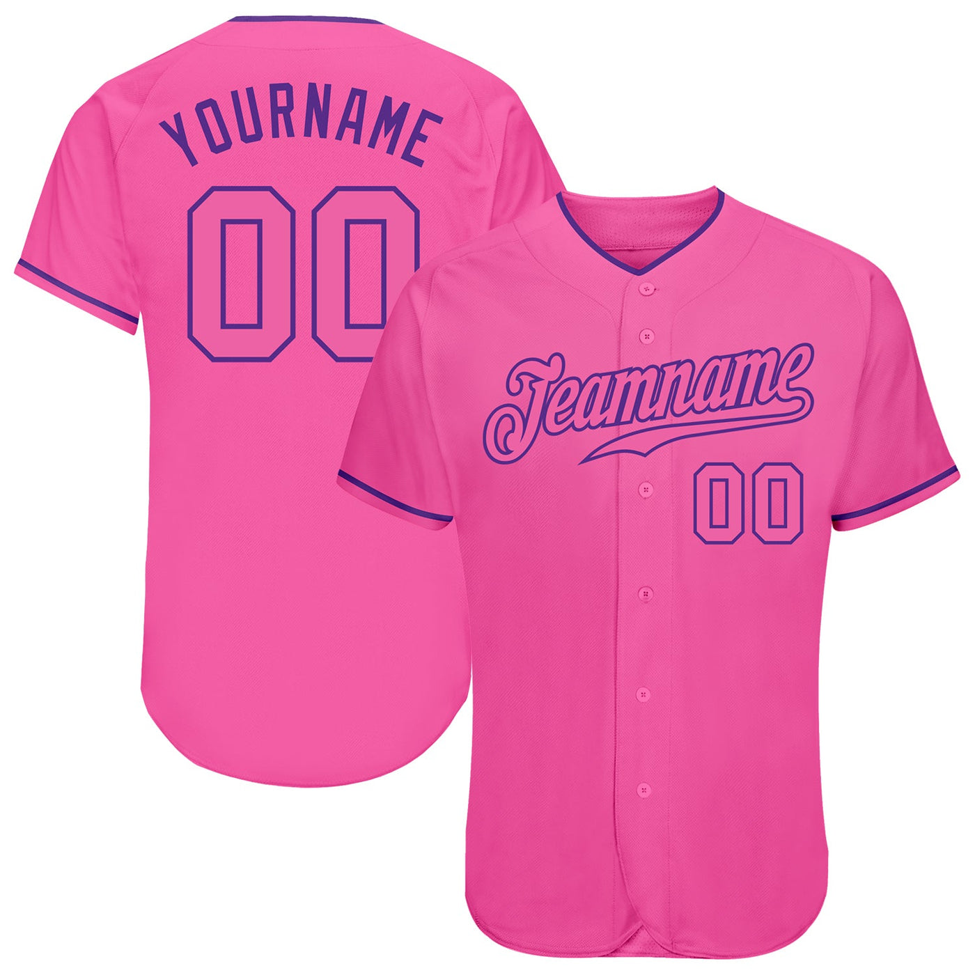 Custom Pink Pink-Purple Authentic Baseball Jersey - Owls Matrix LTD