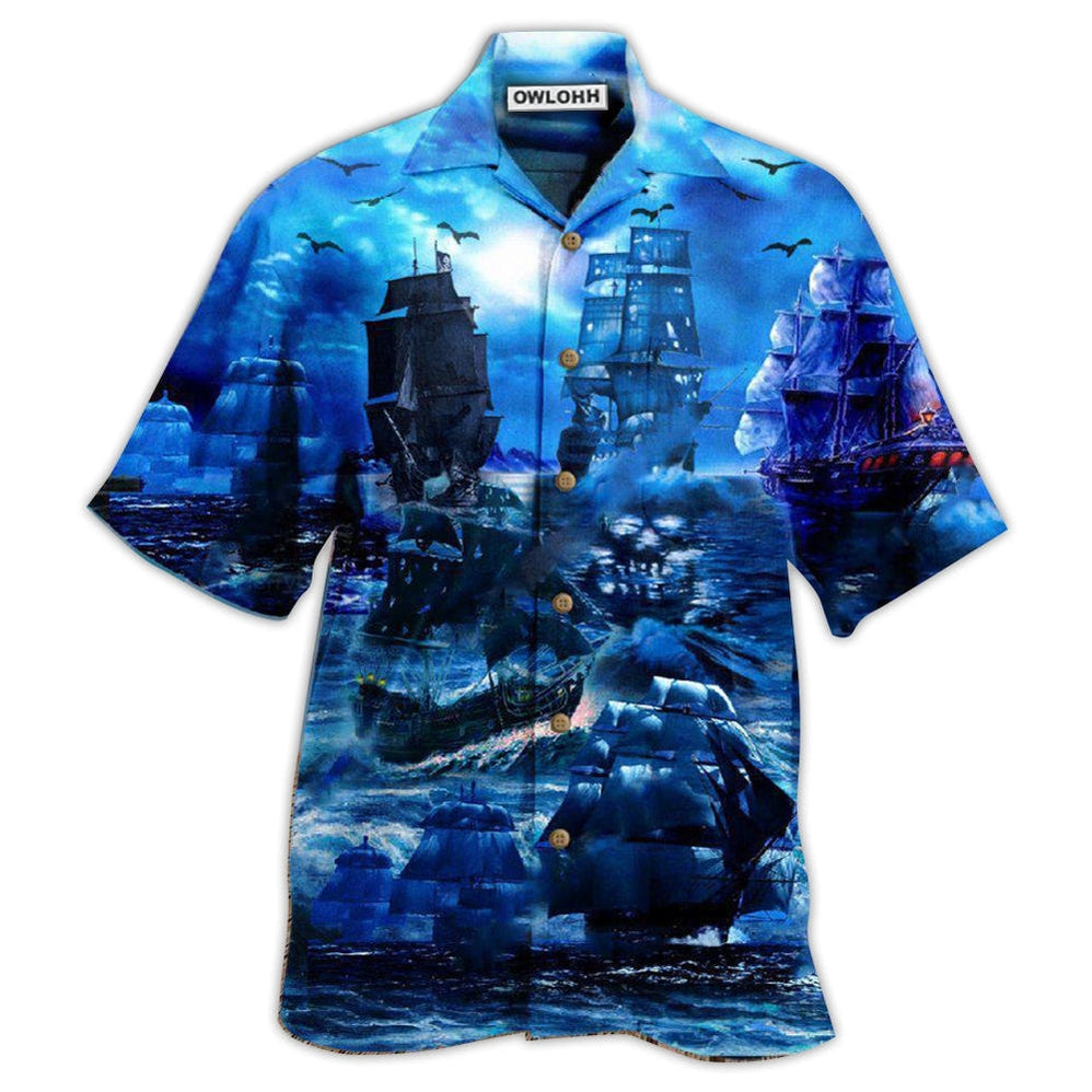 Hawaiian Shirt / Adults / S Pirate Ship Under The Romantic Moonlight Fantastic - Hawaiian Shirt - Owls Matrix LTD