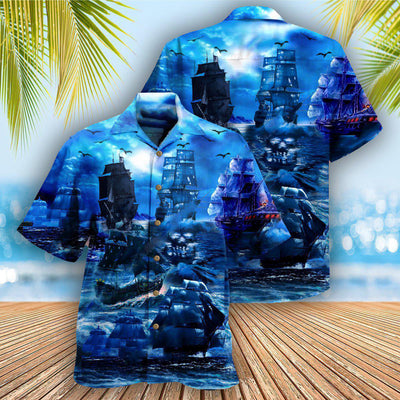 Pirate Ship Under The Romantic Moonlight Fantastic - Hawaiian Shirt - Owls Matrix LTD