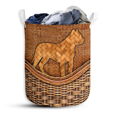 Dog Pitbull Rattan Teaxture Lovely Dog - Laundry Basket - Owls Matrix LTD