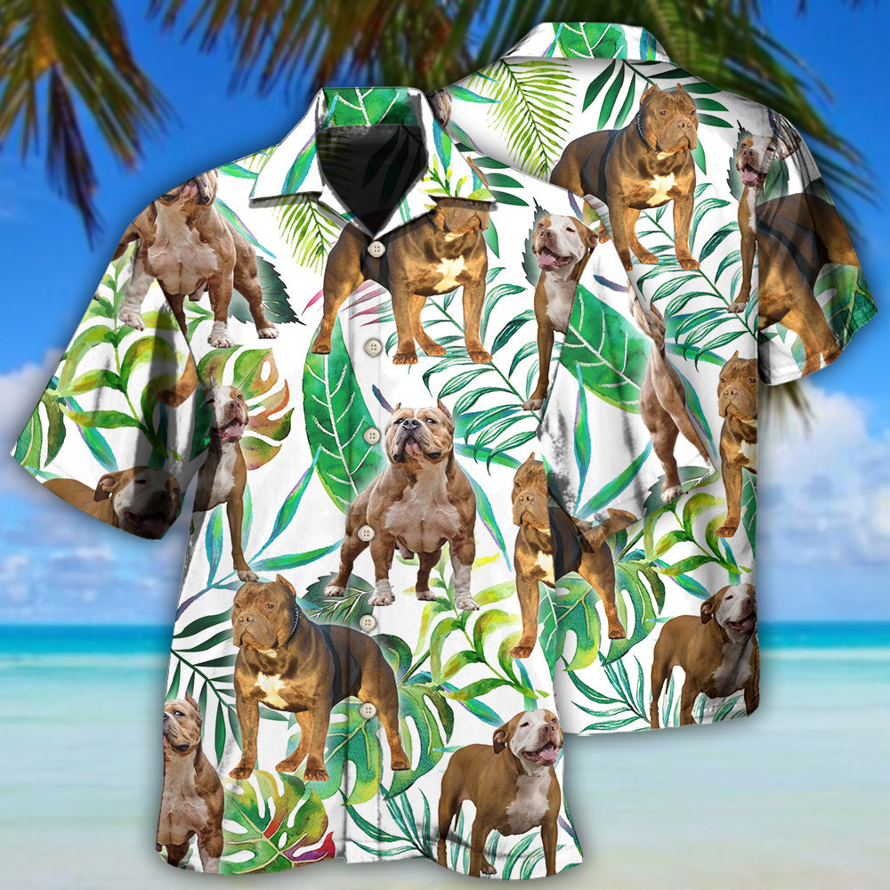 Pitbull And Tropical Leaf - Hawaiian Shirt - Owls Matrix LTD