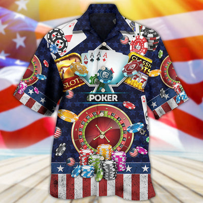 Poker US Flag Independence Day - Hawaiian Shirt - Owls Matrix LTD