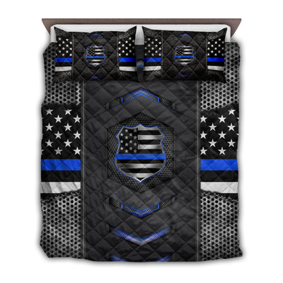 TWIN ( 50 x 60 INCH ) Police Support Amazing Blue Style - Quilt Set - Owls Matrix LTD