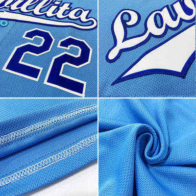 Custom Powder Blue Powder Blue-Navy Authentic Baseball Jersey - Owls Matrix LTD
