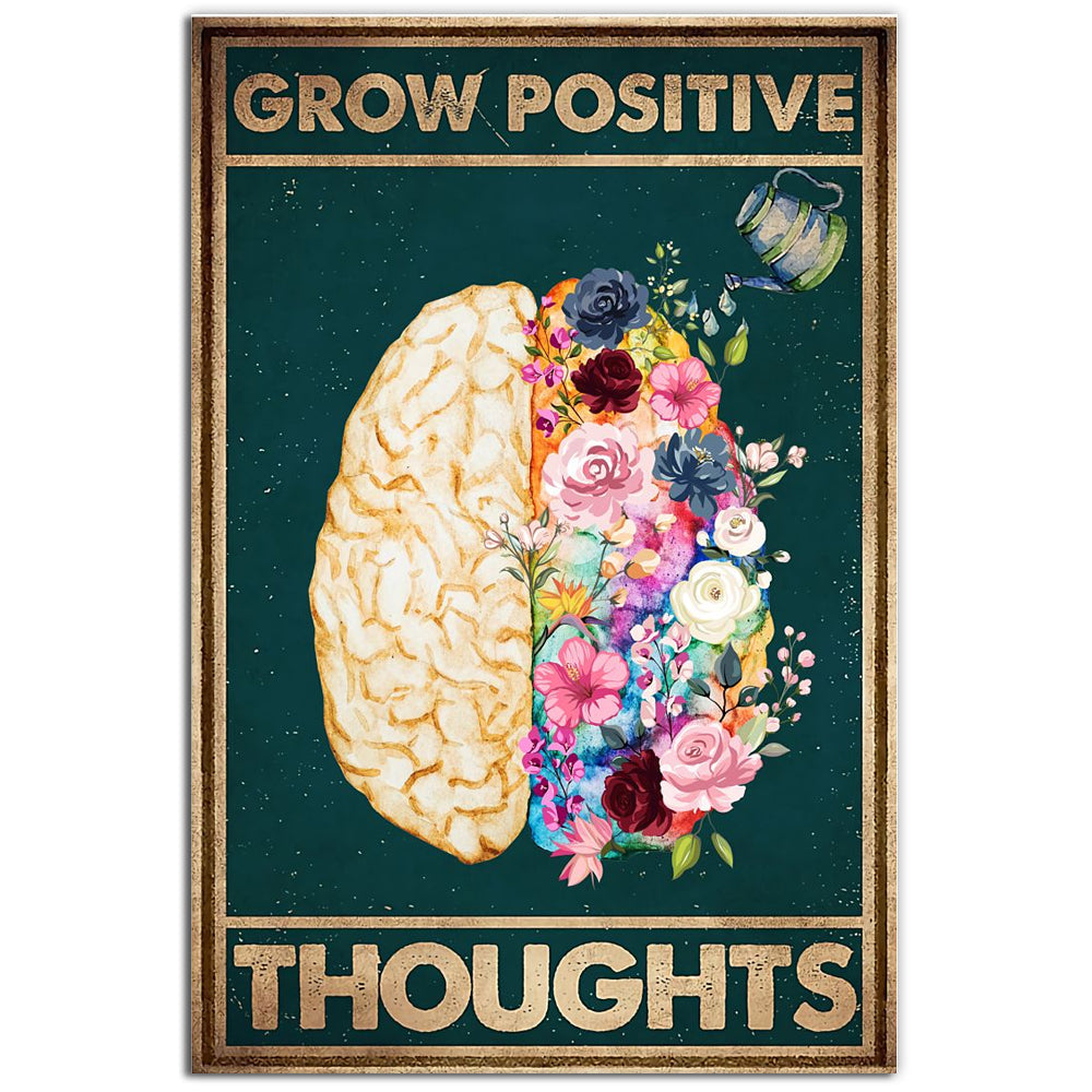 12x18 Inch Psychology Grow Positive Thoughts - Vertical Poster - Owls Matrix LTD
