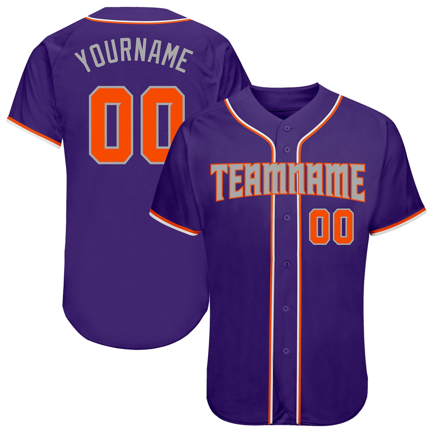 Custom Purple Orange-Gray Authentic Baseball Jersey - Owls Matrix LTD