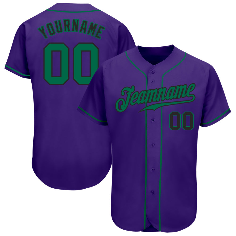 Custom Purple Kelly Green-Black Authentic Baseball Jersey - Owls Matrix LTD