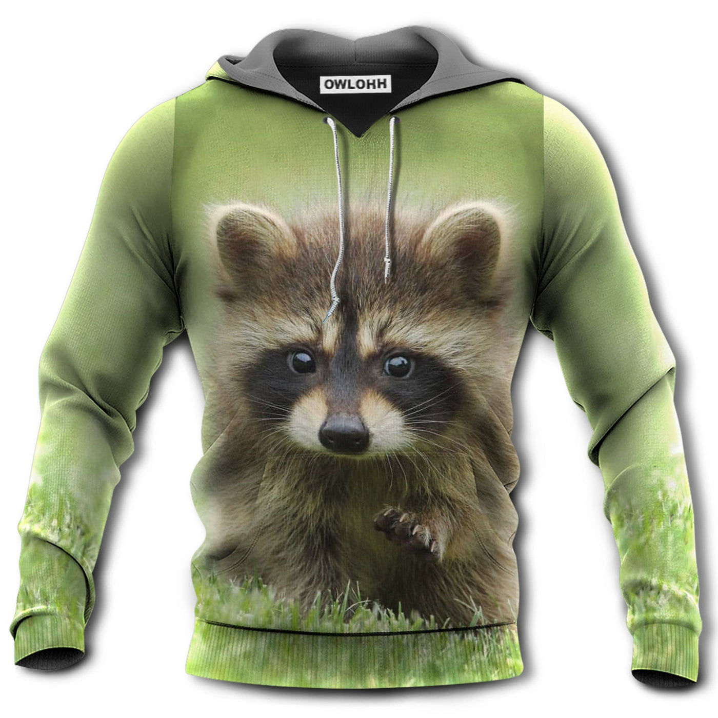 Unisex Hoodie / S Raccoon Loves Peace Green Style - Hoodie - Owls Matrix LTD