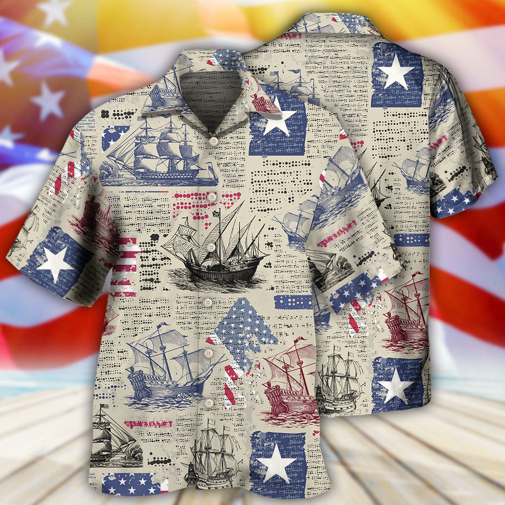 Sailing US Flag Independence Day - Hawaiian Shirt - Owls Matrix LTD