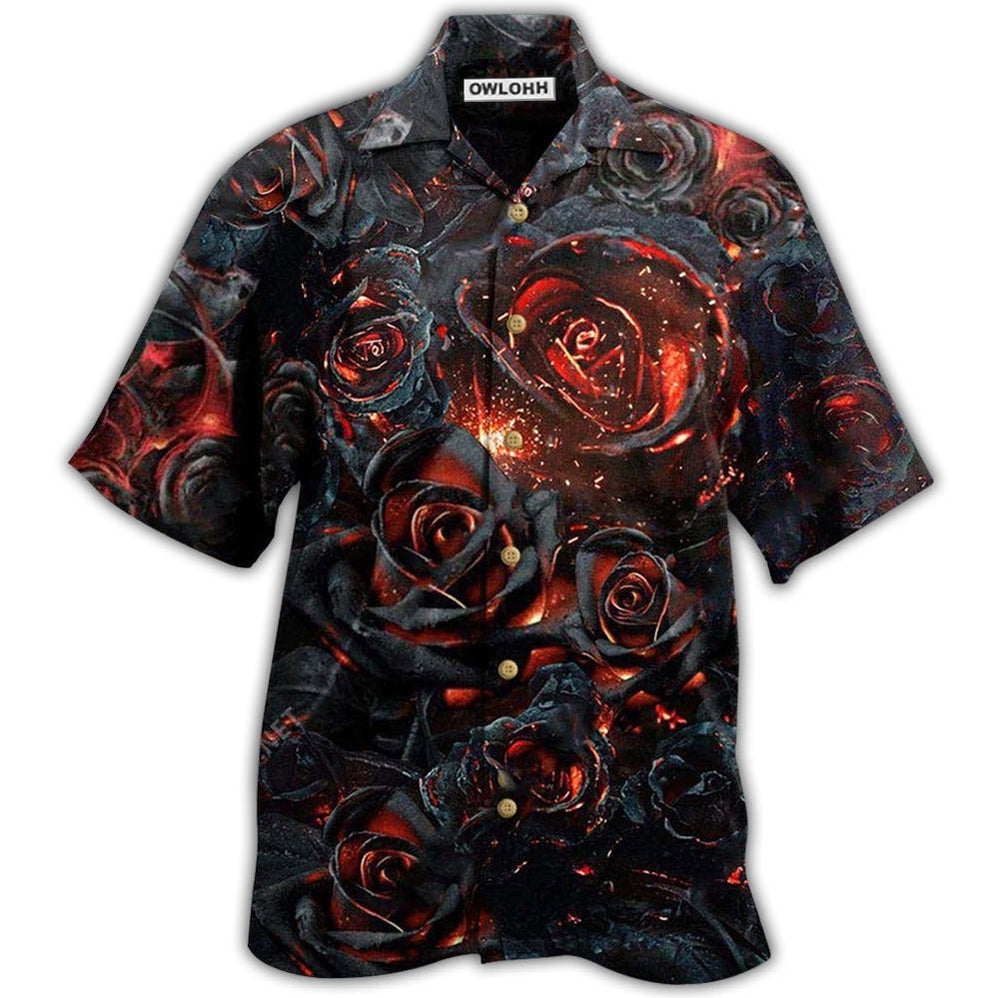 Hawaiian Shirt / Adults / S Rose Flowers Life Is Like Burning Rose - Hawaiian Shirt - Owls Matrix LTD