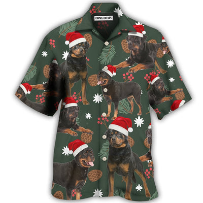 Hawaiian Shirt / Adults / S Rottweiler Green Leaf Merry Christmas - Hawaiian Shirt - Owls Matrix LTD