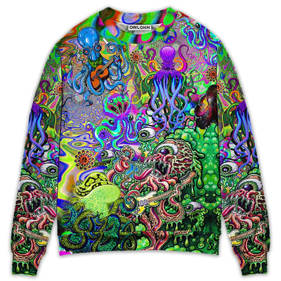 Sweater / S Hippie Funny Octopus Love Music Colorful Ocean - Sweater - Ugly Christmas Sweaters - Owls Matrix LTD