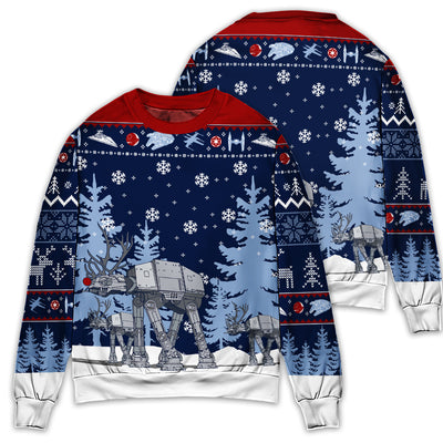 Christmas Star Wars Merry Force Be with You Christmas With AT-AT - Sweater - Ugly Christmas Sweaters