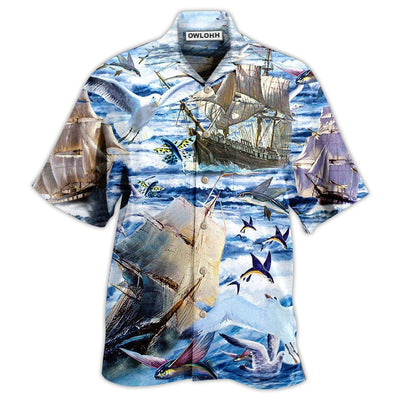 Hawaiian Shirt / Adults / S Sailing Far Flying High - Hawaiian Shirt - Owls Matrix LTD