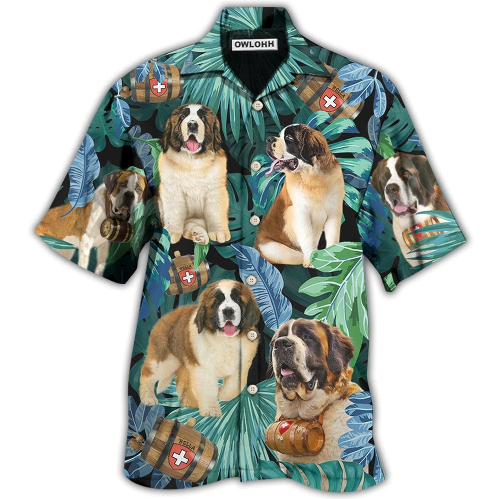 Hawaiian Shirt / Adults / S Saint Bernard Dog Tropical Leaf Style - Hawaiian Shirt - Owls Matrix LTD