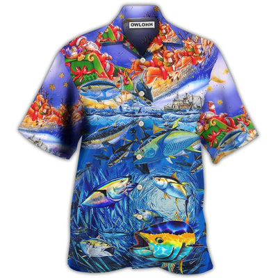 Hawaiian Shirt / Adults / S Fishing Santa Claus Love Ocean - Hawaiian Shirt - Owls Matrix LTD