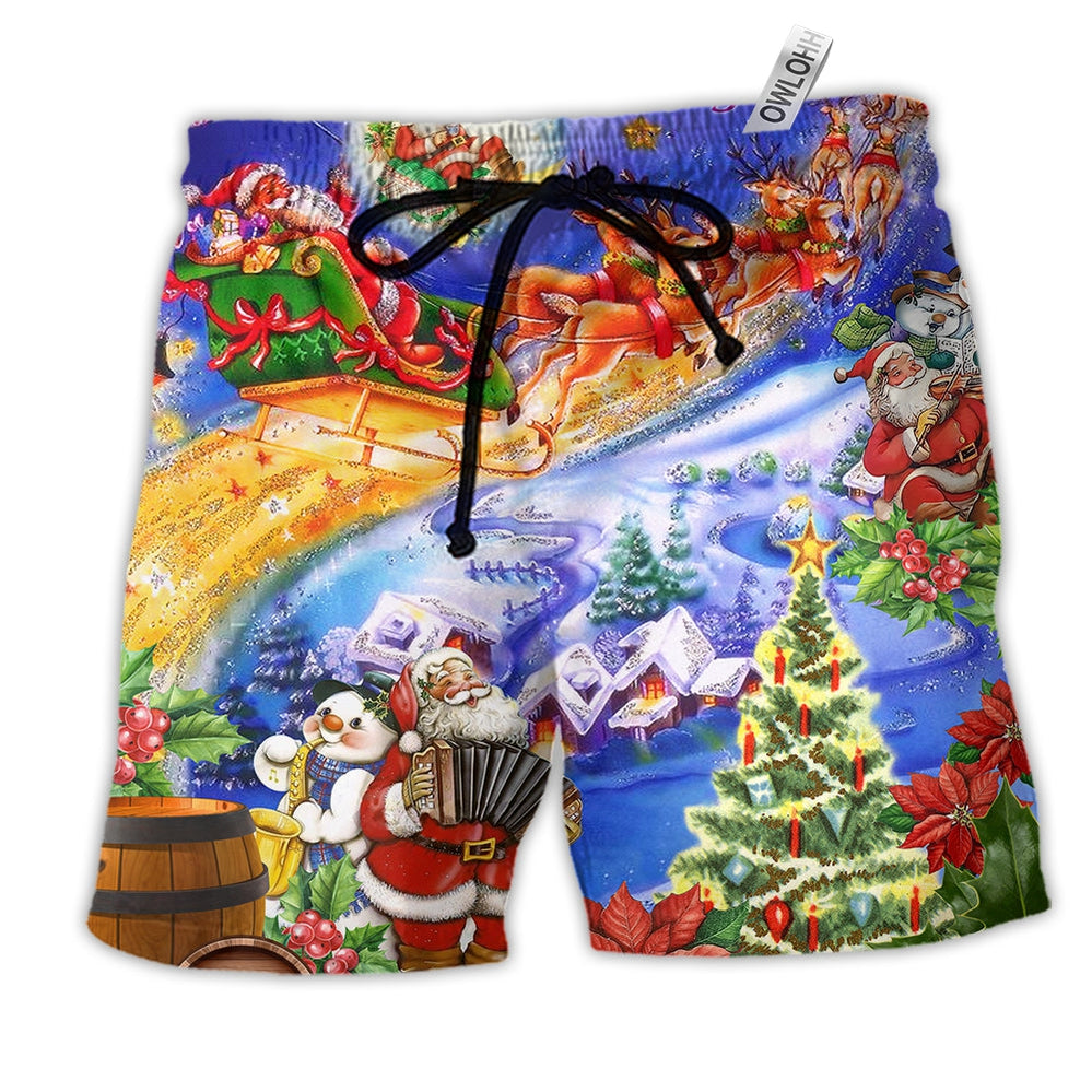 Beach Short / Adults / S Santa Claus Love Christmas Night - Beach Short - Owls Matrix LTD