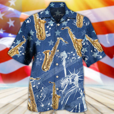 Saxophone Music America Independence Day - Hawaiian Shirt - Owls Matrix LTD