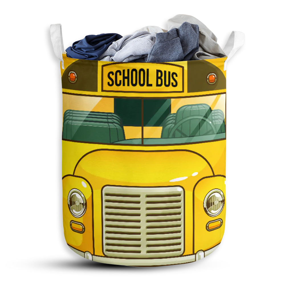 School Bus Bright Colors - Laundry Basket - Owls Matrix LTD