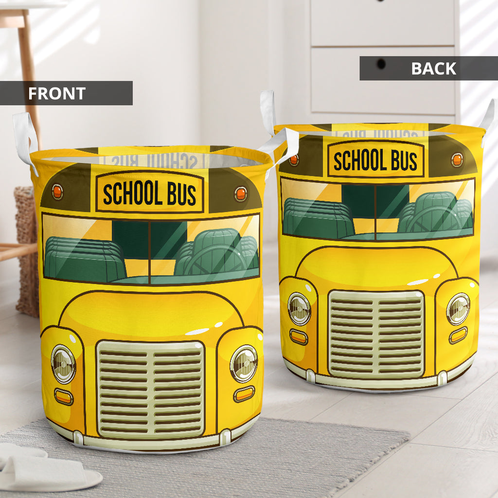 School Bus Bright Colors - Laundry Basket - Owls Matrix LTD