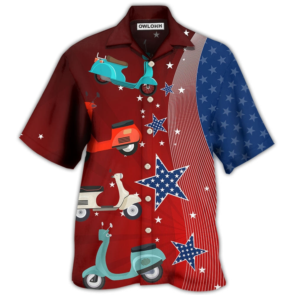 Hawaiian Shirt / Adults / S Scooter USA Star Independence Day - Hawaiian Shirt - Owls Matrix LTD