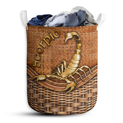 Scorpio Zodiac Rattan Texture - Laundry Basket - Owls Matrix LTD