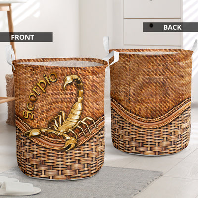 Scorpio Zodiac Rattan Texture - Laundry Basket - Owls Matrix LTD