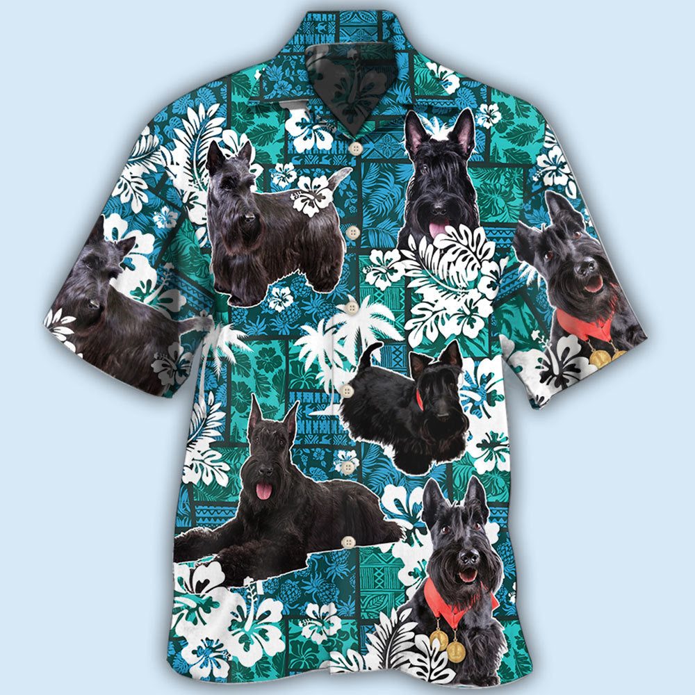 Scottish Terrier Dog Lovely Tribal Tropical Style - Hawaiian Shirt - Owls Matrix LTD