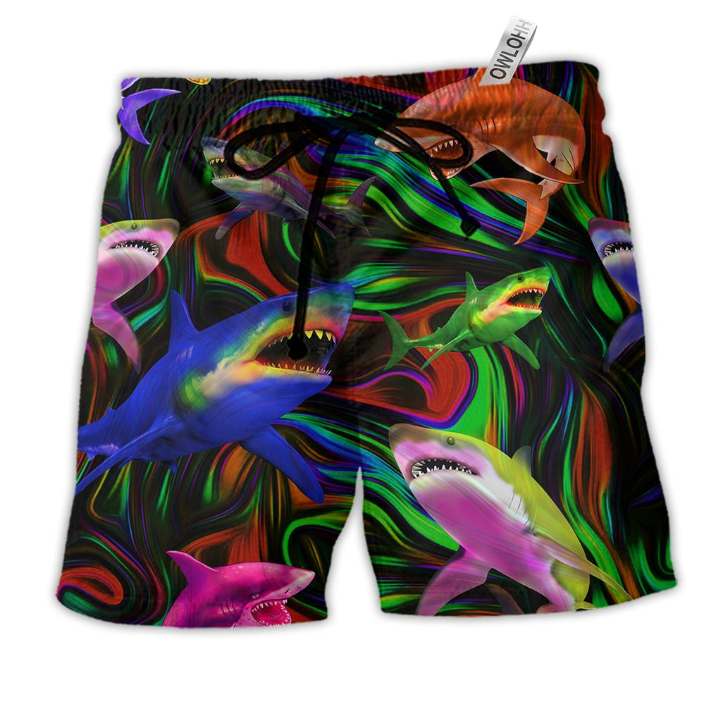 Beach Short / Adults / S Shark Style Lover Dark Colors - Beach Short - Owls Matrix LTD
