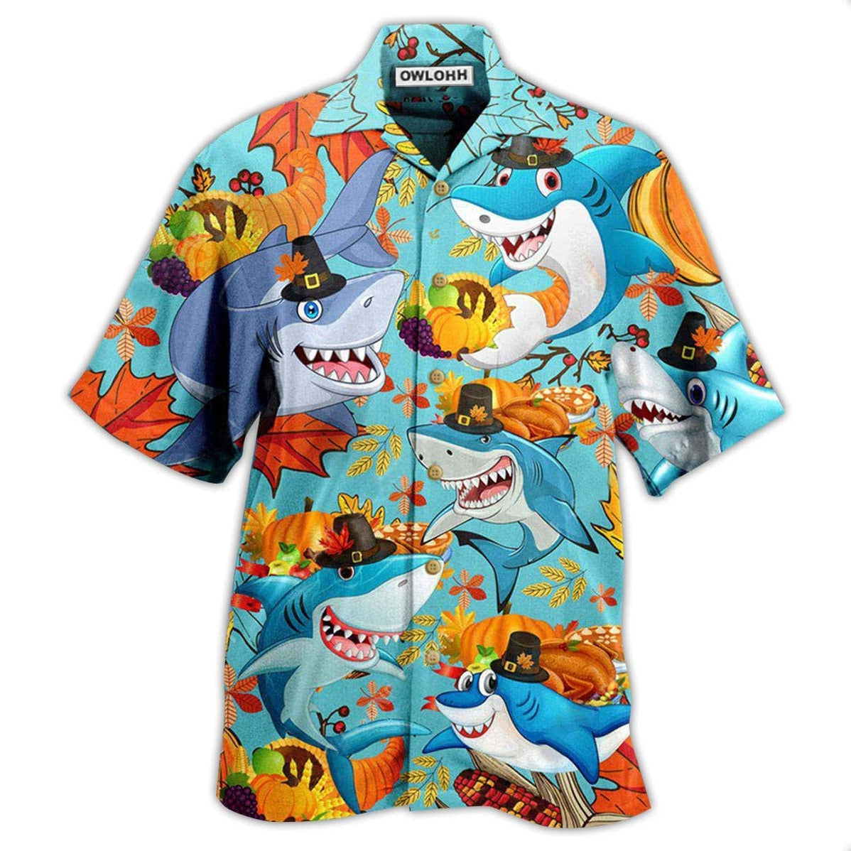 Hawaiian Shirt / Adults / S Shark Thanksgiving Funny Style - Hawaiian Shirt - Owls Matrix LTD