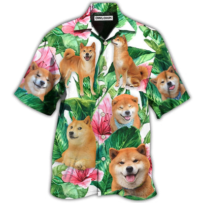 Hawaiian Shirt / Adults / S Shiba Inu Tropical Leaf Floral Style - Hawaiian Shirt - Owls Matrix LTD