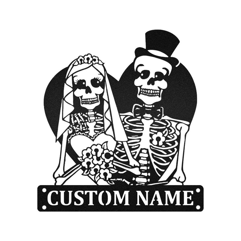 Skeleton Wedding Halloween Party Personalized - Led Light Metal - Owls Matrix LTD