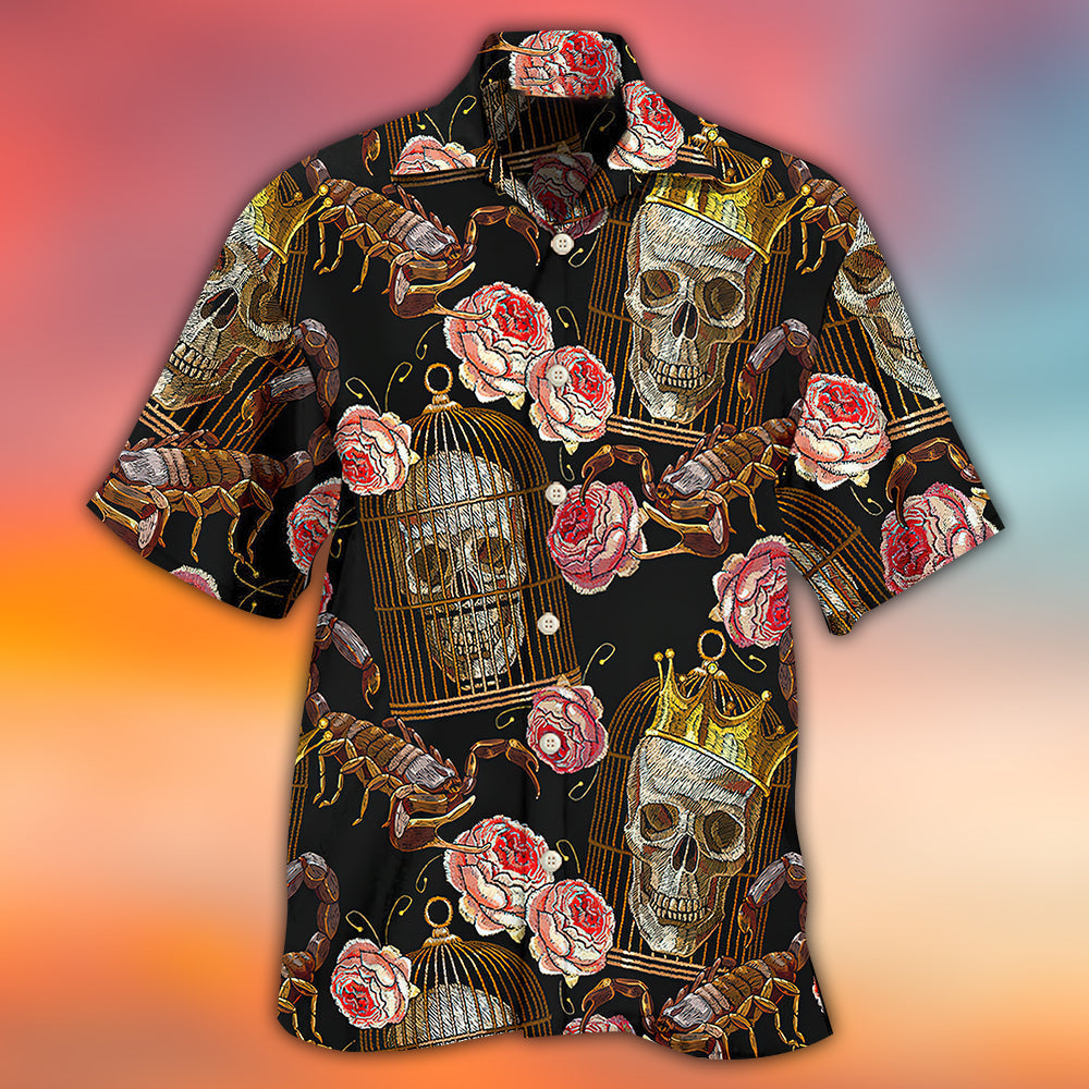 Skull And Scorpion - Hawaiian Shirt - Owls Matrix LTD