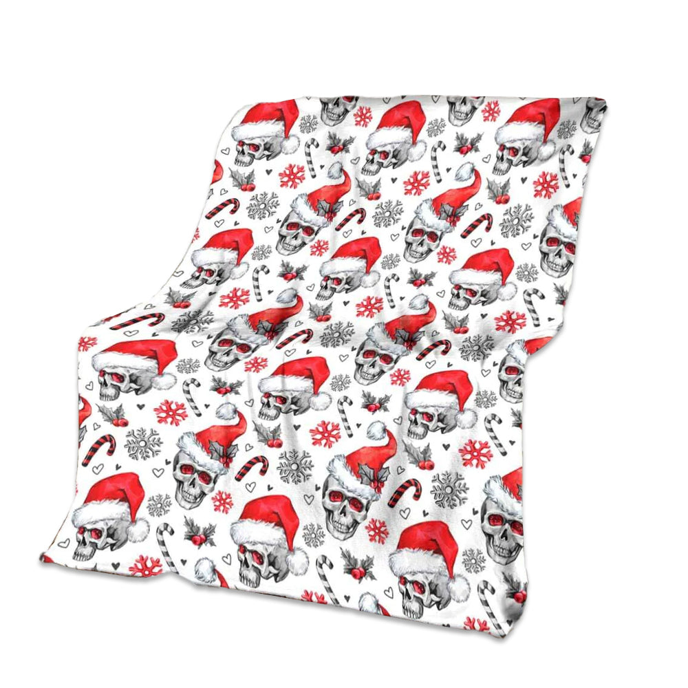 50" x 60" Skull Christmas So Happy - Flannel Blanket - Owls Matrix LTD