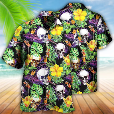Skull Love Life Happy - Hawaiian Shirt - Owls Matrix LTD