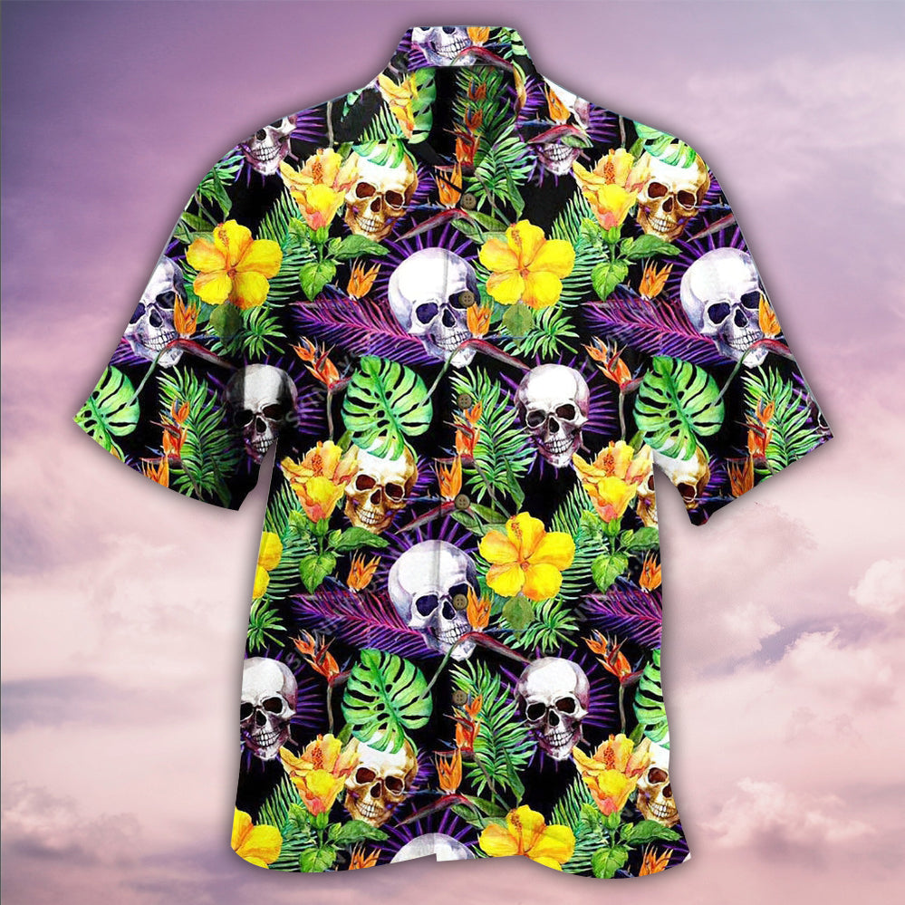 Skull Love Life Happy - Hawaiian Shirt - Owls Matrix LTD