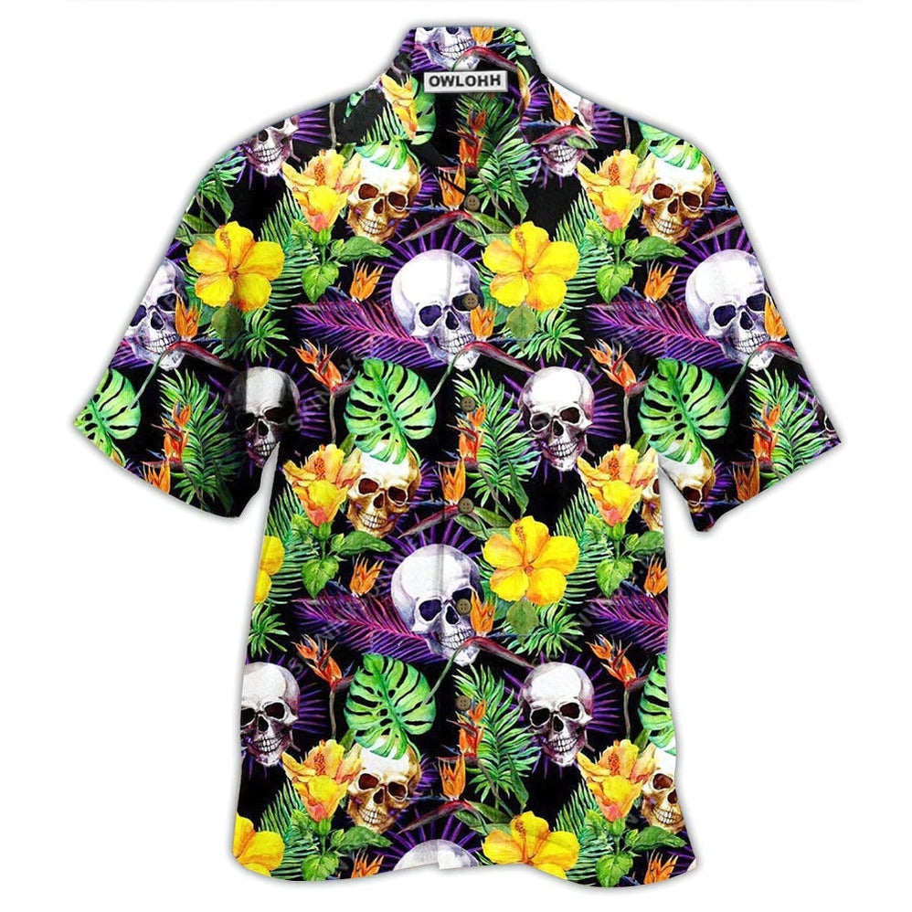 Hawaiian Shirt / Adults / S Skull Love Life Happy - Hawaiian Shirt - Owls Matrix LTD