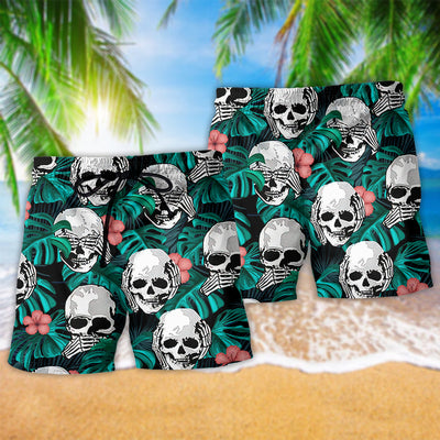 Skull Love Life Tropical Floral - Beach Short - Owls Matrix LTD
