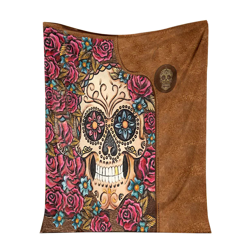 50" x 60" Skull Lovers Beautiful Rose - Flannel Blanket - Owls Matrix LTD