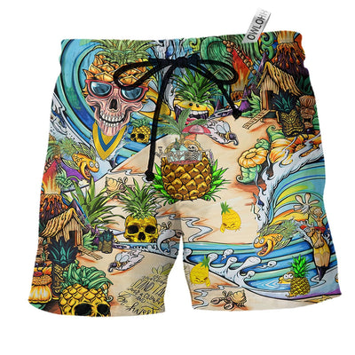Beach Short / Adults / S Skull Pineapple Amazing Style - Beach Short - Owls Matrix LTD