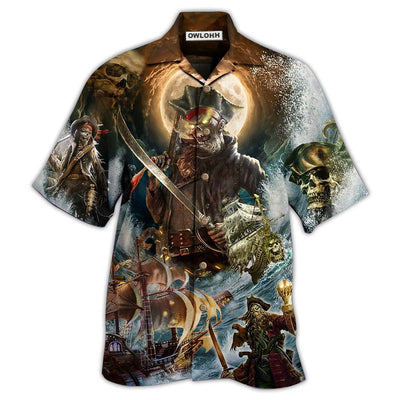 Hawaiian Shirt / Adults / S Pirate Skull Pirates Love Ocean - Hawaiian Shirt - Owls Matrix LTD