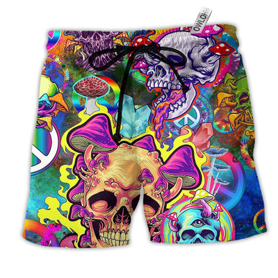 Beach Short / Adults / S Skull Rainbow Smile Stunning - Beach Short - Owls Matrix LTD