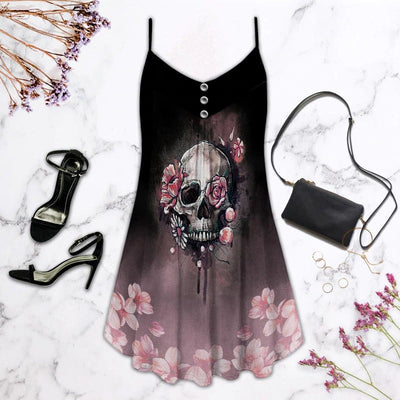 Skull Rose Dark Blur - Summer Dress - Owls Matrix LTD