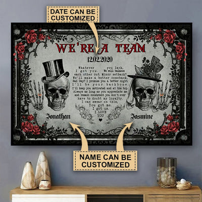 Skull Skeleton Couple We're A Team Personalized - Horizontal Poster - Owls Matrix LTD
