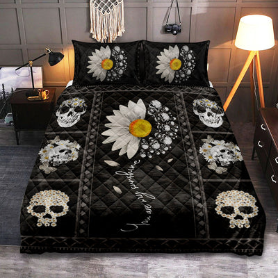 Skull You Are My Sunshine Flowers Style - Quilt Set - Owls Matrix LTD