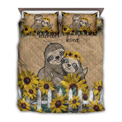 TWIN ( 50 x 60 INCH ) Sloth Couple Happiness Forever Sunflower - Quilt Set - Owls Matrix LTD