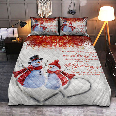Snowman Couple Christmas - Quilt Set - Owls Matrix LTD