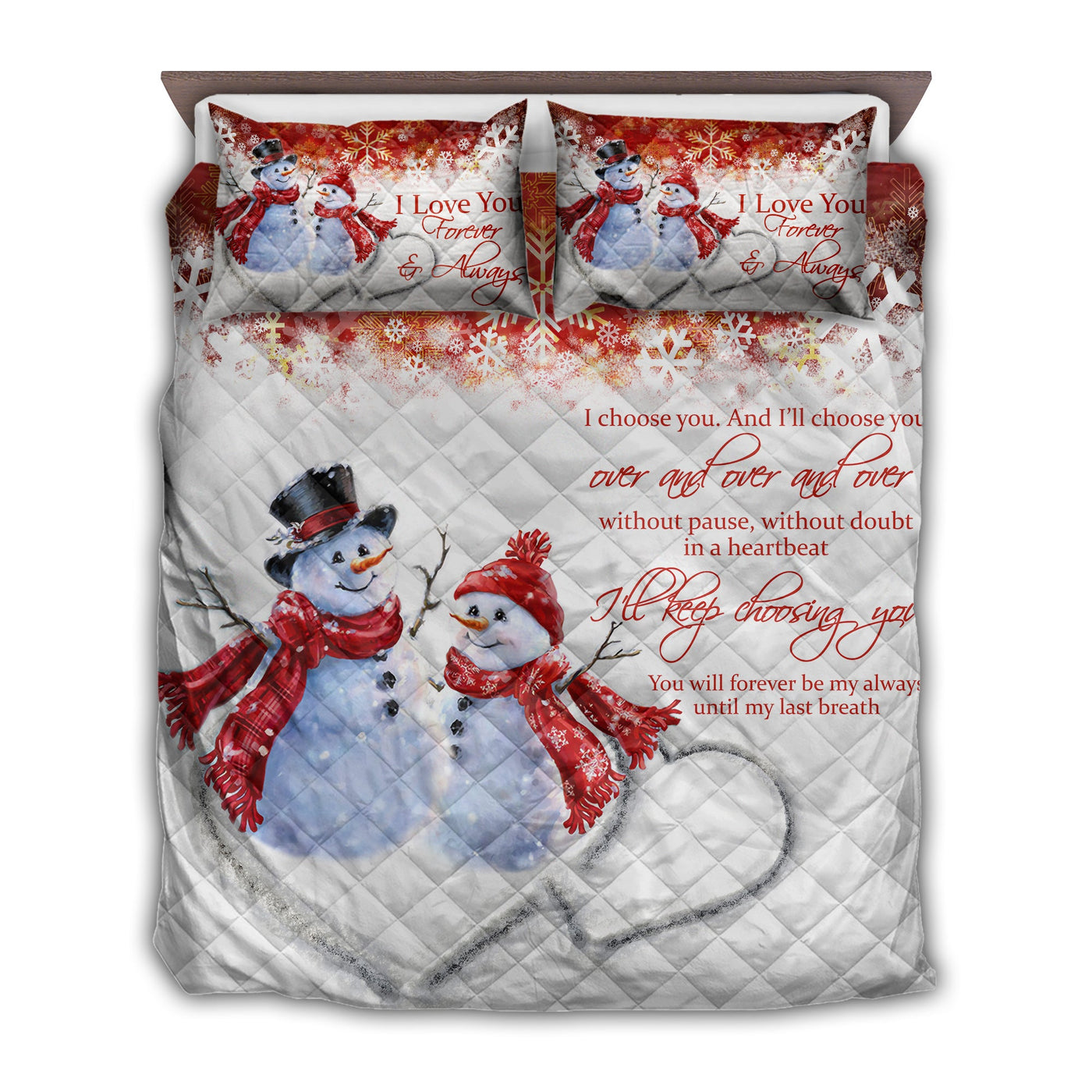 TWIN ( 50 x 60 INCH ) Snowman Couple Christmas - Quilt Set - Owls Matrix LTD