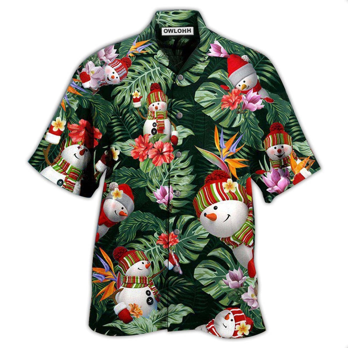 Hawaiian Shirt / Adults / S Snowman Stay Cool Tropical Leaf - Hawaiian Shirt - Owls Matrix LTD