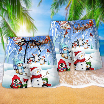 Snowman Wishing You A Little Cuteness Christmas - Beach Short - Owls Matrix LTD